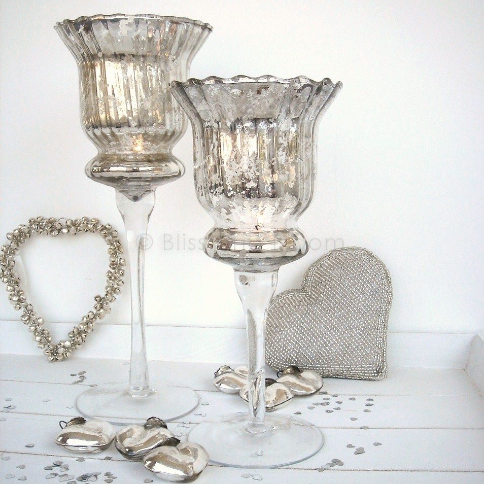 Antiqued silver votive medium Bliss and Bloom